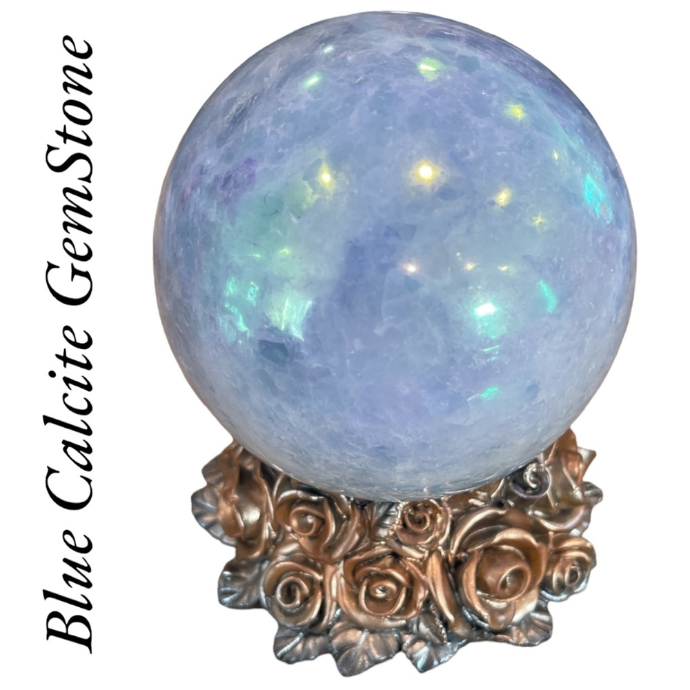Natural Large Blue Calcite Gemstone Crystal Sphere | Weight 2lbs 16oz!